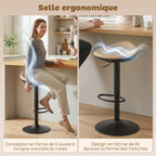 Lot de 2 tabourets de bar, chaises de bar réglables en hauteur avec repose-pieds, pivotant 360°, base en acier, chêne-3