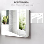 Armoire murale de salle de bain avec 3 portes miroir et étagères réglables en MDF Blanc dim. 70L x 15l x 60H cm-3