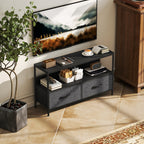 Meuble TV, meuble télé pour téléviseur jusqu'à 47 pouces avec 2 tiroirs et pieds en acier, 98 x 29 x 56 cm, gris foncé-9