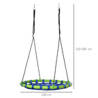 Balançoire nid d'oiseau ronde hauteur réglable à suspendre enfant adulte jardin capacité de charge 150 kg Ø 100 cm bleu-2