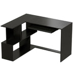 Bureau d'Angle, 120 x 100 x 76 cm, Bureau Informatique en L avec Plateau de Clavier, 4 Compartiments Ouverts, Noir-0