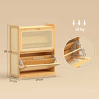Meuble à chaussures 14 paires, armoire à chaussures 2 tiroirs rabattables, étagères réglables, 69x29x83cm, bois naturel-2