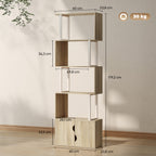 Bibliothèque à 5 niveaux, meuble de rangement avec étagères et placard double porte, 60 x 23,8 x 179,2 cm, bois naturel-2
