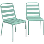 Lot de 2 Chaises de Jardin Empilables en Métal pour Terrasse, Balcon, Jardin, Vert-0