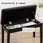 Banc pour piano avec assise rembourrée pieds en bois massif revêtement synthétique 75 x 35 x 49 noir-5