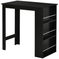 Table de bar table haute de cuisine mange-debout comptoir - dim. 112L x 57l x 106H cm - 3 étagères - noir-0