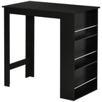 Table de bar table haute de cuisine mange-debout comptoir - dim. 112L x 57l x 106H cm - 3 étagères - noir-0