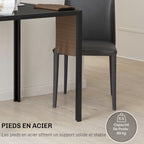 Table à manger pour 4 personnes, table de cuisine avec plateau en verre trempé et pieds en acier, 75 x 75 x 75 cm, noir-4