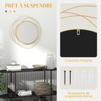 Miroir rond en métal filaire doré, décoration style moderne, diamètre Φ65 cm-4