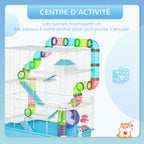 Grande cage pour hamsters cage pour rongeur 5 niveaux avec tunnels abreuvoir roue maisonnette échelles dim. 59L x 36l x 69H cm-3