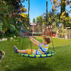 Balançoire nid d'oiseau ronde hauteur réglable à suspendre enfant adulte jardin capacité de charge 150 kg Ø 100 cm bleu-1