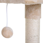 Arbre à chat 3 griffoirs grattoirs sisal naturel plateforme hamac et boule suspendue dim. 50L x 36l x 70H cm peluche courte beige-6
