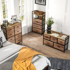 Meuble de Rangement commode 8 tiroirs en tissu amovibles, étagère supérieure et cadre acier 79L x 29l x 101H cm-8