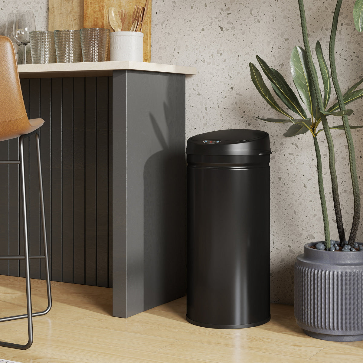 Poubelle cuisine automatique 42L acier inoxydable, poubelle à couvercle à fermeture en douceur, 30,5x30,5x68cm, noir-8