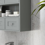 Armoire murale de salle de bain, armoire de toilette, avec portes, étagère, 2 tiroirs, 50,8l x 17,8P x 66H cm, gris-8