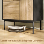 Buffet salon meuble de rangement armoire de cuisine portes à pousser et 4 placards style moderne 60 x 35 x 78 cm, noir-7
