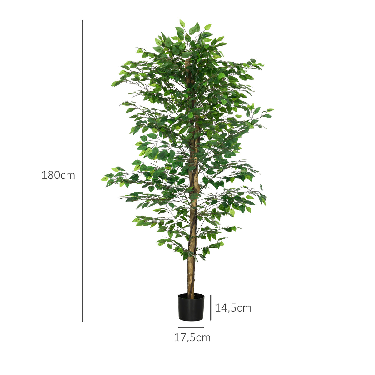 Plante artificielle ficus hauteur 1,80 m tronc branches liane lichen feuilles grand réalisme pot inclus vert-2