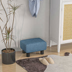 Pouf repose-pied tabouret bas en tissu de lin capacité de charge 110 Kg 40 x 30 x 24 cm bleu foncé-6
