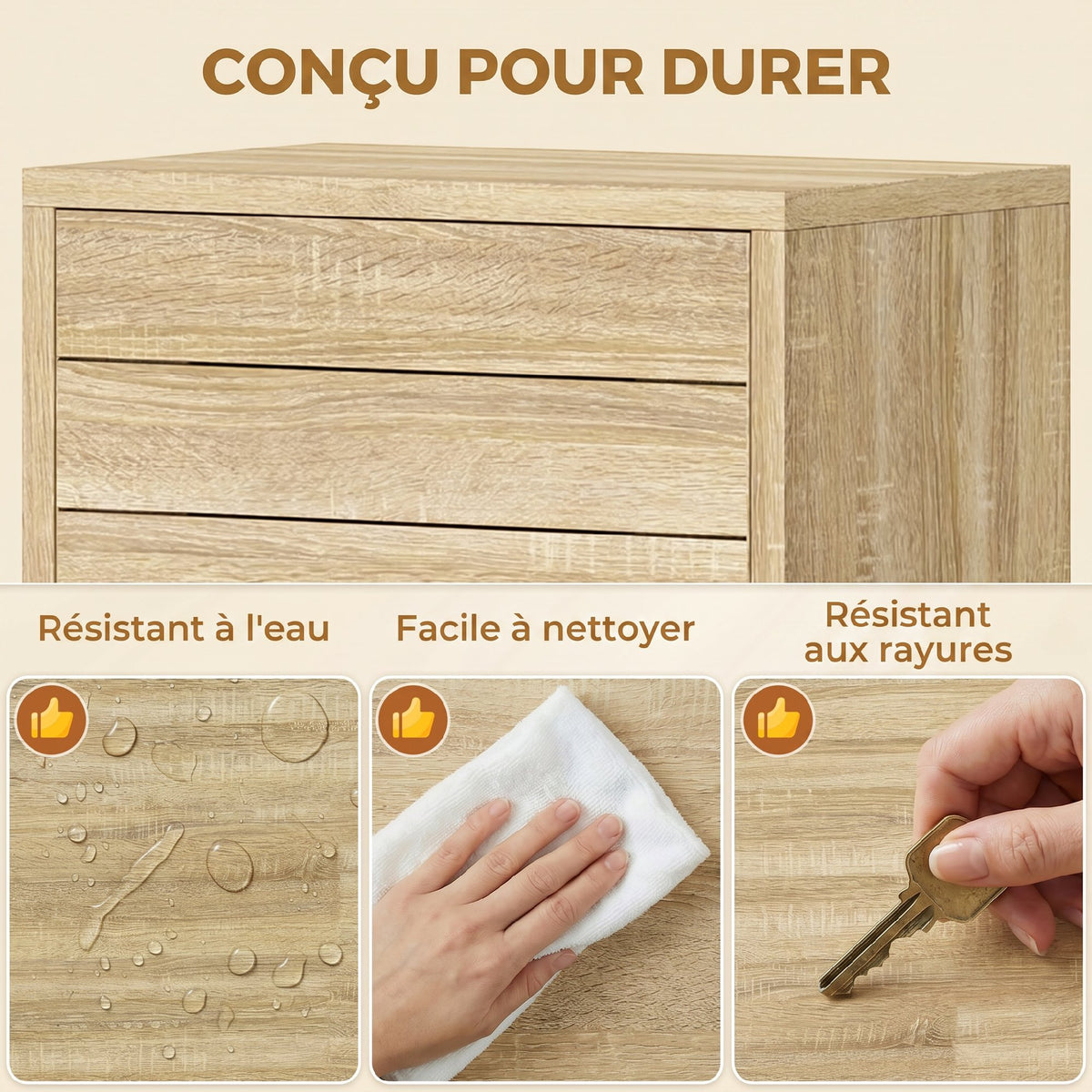 Meuble de Salle de Bain en Bois avec Étagère Réglable et Porte à Lamelles, Ouverture Pression, 34 x 23 x 84 cm, Naturel-7