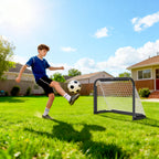 Lot de 2 Mini Cages de Football Pliables avec Filet et Piquets d'Ancrage au Sol, Métal Époxy et Oxford, 90x36x60cm, Noir-6