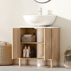 Meuble sous lavabo meuble de salle de bain sous vasque étagère réglable plan de toilette effet marbre 60x30x63cm chêne-6