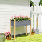 Carré Potager avec pieds Lit de Jardin Surélevé 4 trous de drainage et Tissu non tissé, 98 x 37 x 90 cm, gris-9