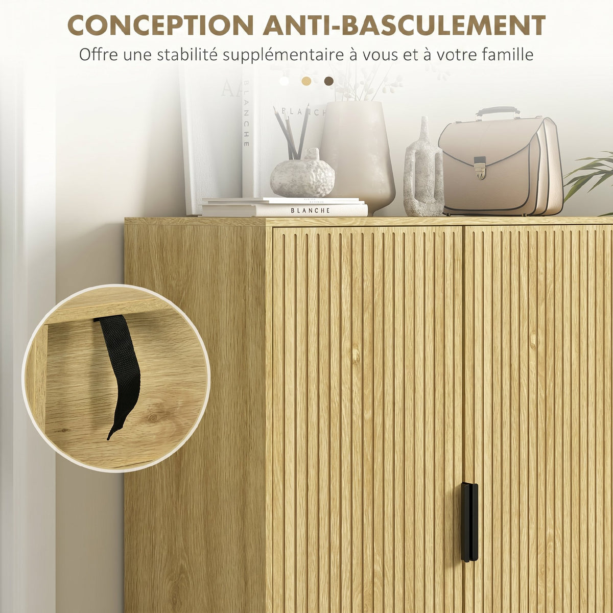 Meuble à Chaussures 15 Paires, Armoire à Chaussures 5 Niveaux avec Étagères Réglables, 2 Portes et Pieds en Métal, Chêne-6