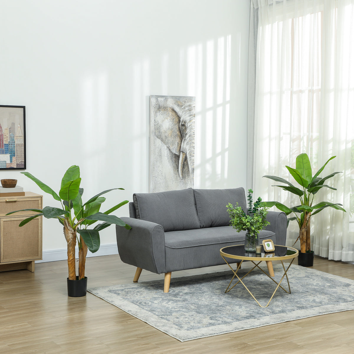 Lot de 2 plantes artificielles intérieurs 120 cm bananiers en pot décoration pour maison, bureau, salon, chambre-1