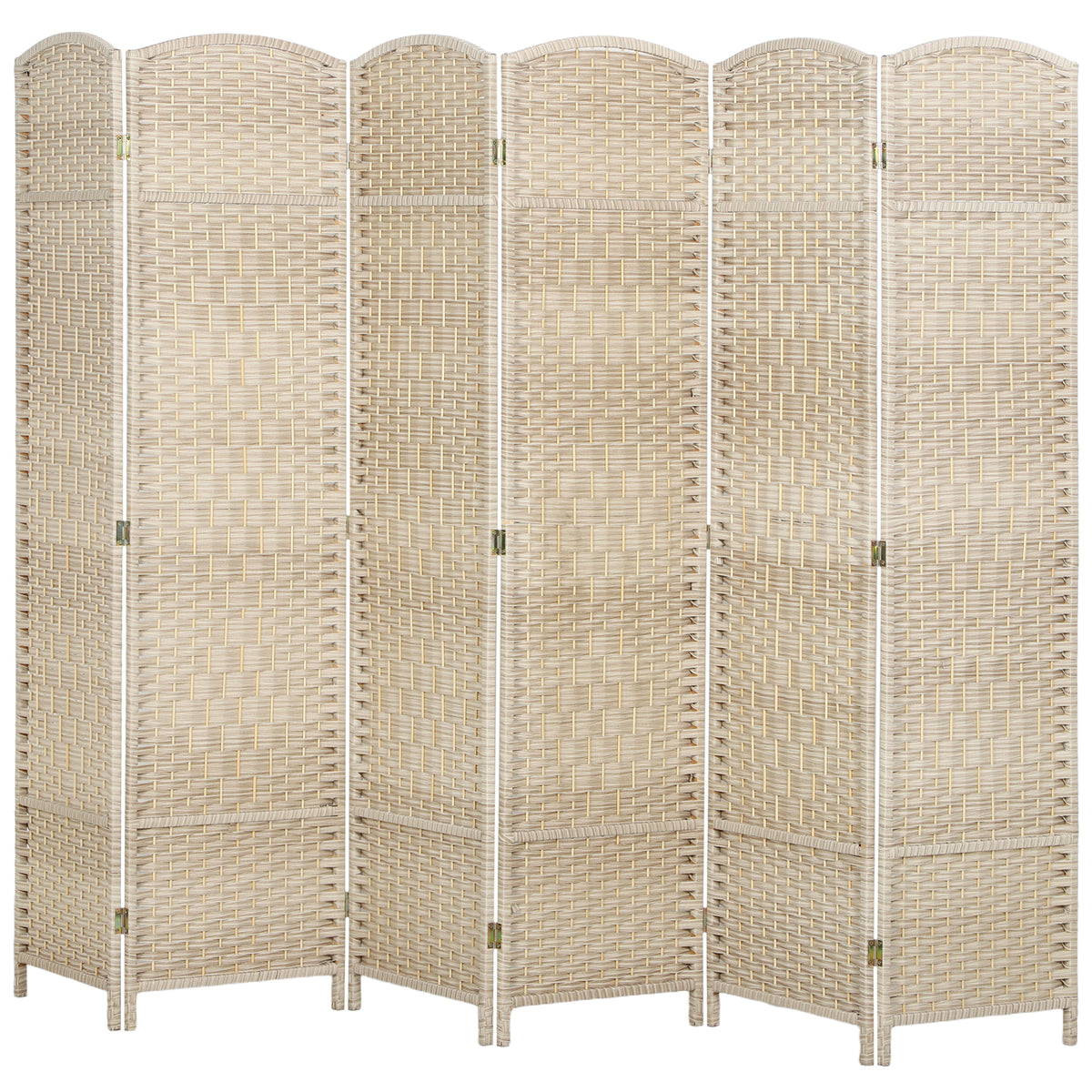 Paravent intérieur en bois 6 panneaux séparateur de pièce pliable pour salon chambre 270 x 180 cm Chêne-8