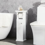Meuble de salle de bain support papier toilette avec placard et sortie papier en bois blanc-9