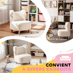 Fauteuil enfants canapé pour enfants avec dossier en forme ours, tissu en polaire teddy, 47 x 43 x 53 cm, beige-6