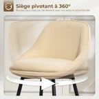 Lot de 2 tabourets de bar en tissu velours côtelé, chaises de bar avec dossier courbé, repose-pieds, 49x52x88cm, beige-3