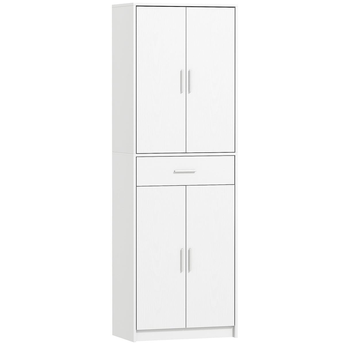 Armoire de cuisine moderne avec placards à portes, étagères réglables et tiroir, 60 x 35 x 180 cm, blanc-0