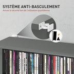Rangements pour CD et DVD avec 8 compartiments et 6 étagères réglables, capacité max. 360 CD/185 DVD et Blu-ray, gris-5