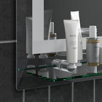 Miroir lumineux LED mural de salle de bain avec étagère intégrée 3 couleurs luminosité réglable interrupteur tactile-7