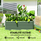 Jardinière surélevée en acier galvanisé, lit de jardin avec fond ouvert, 180 x 90 x 57,5 cm, vert clair-4