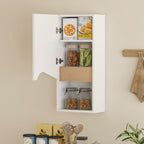 Armoire murale de salle de bain avec porte à fermeture douce, étagère réglable et compartiment ouvert, 30x17x67cm, blanc-8