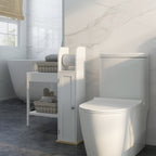 Meuble de salle de bain support papier toilette avec placard et étagères réglables 20 x 20 x 80 cm blanc-7