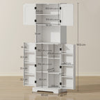 Buffet haut cuisine armoire de cuisine, 4 portes plan de travail 8 porte-épices étagères réglables 60x40x181,5cm blanc-2