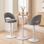 Lot de 2 Tabourets de Bar, Chaises de Bar Réglables en Hauteur, Assise Rembourrée en Chenille, Pivotant 360°, Gris-8