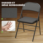 Lot de 6 chaises pliantes chaises de salle à manger portables cadre en acier 45 x 46 x 78 cm noir-3