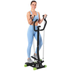 Stepper avec guidon, stepper de fitness avec écran LCD, pédales antidérapantes, marche d'escalier pour maison, bureau, salon, salle de sport, vert et noir-0