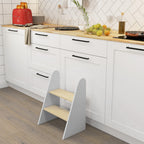 Marche pied enfant marchepied enfants 2 marches pour enfants 3 à 8 ans en bois charge max. 20 kg blanc-8