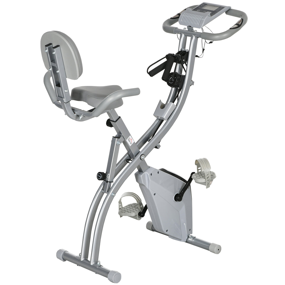 Vélo d'appartement pliant 8 niveaux de résistance magnétique dossier selle réglable poignées ergonomiques noir gris-0