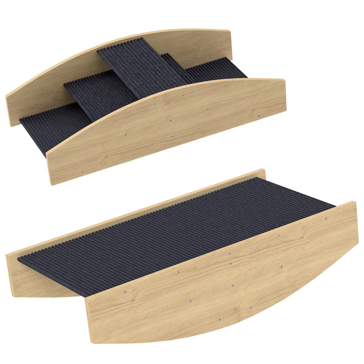 Bascule Chien Agility Réversible 2-en-1 Escalier pour Chien 3 Marches en Bois 80x39,5x20cm, Bois Naturel-0