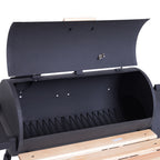 Barbecue à Charbon fumoir BBQ Grill Smoker sur Pied avec Couvercle, roulettes, thermomètre, étagères Noir-8