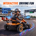 Kart Électrique pour Enfants 12 V, Go Kart, 2 Moteurs, Siège Réglable, Batterie au Lithium, Démarrage Progressif, Orange-7