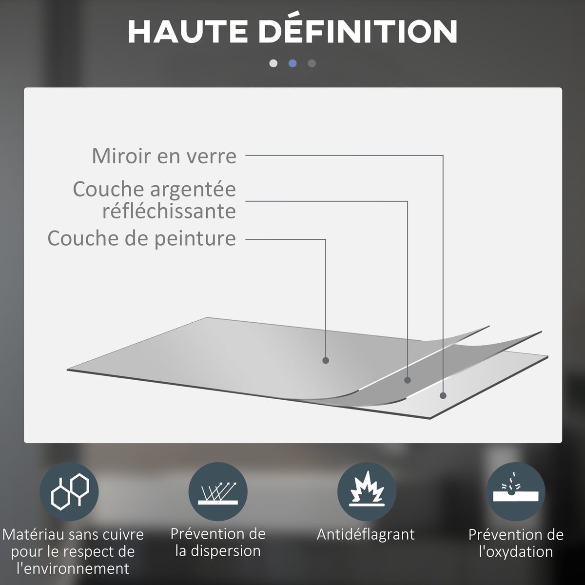 Miroir rond lumineux LED de salle de bain Ø 80 cm mural avec éclairage interrupteur tactile système antibuée-7