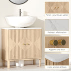 Meuble sous lavabo meuble de salle de bain sous vasque étagère réglable plan de toilette effet marbre 60x30x63cm chêne-5