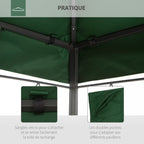 Toile de rechange pour pavillon tonnelle tente 3 x 4 m polyester haute densité 180 g/m² vert-4